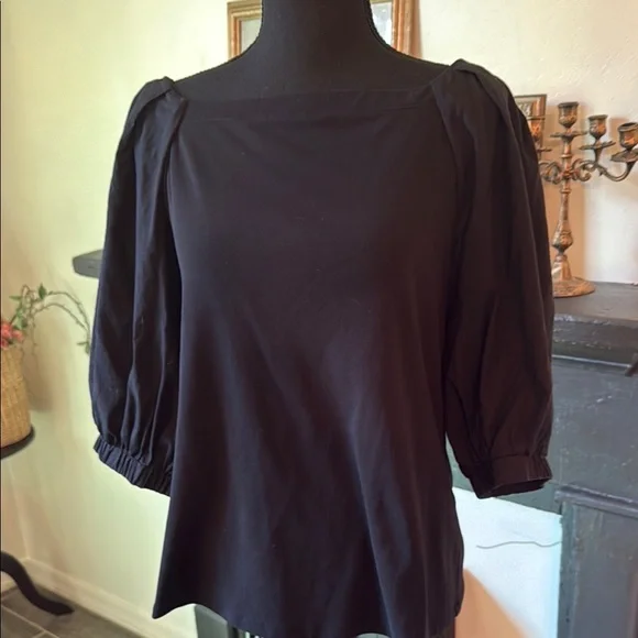 Ann Taylor Black Puff Sleeve Blouse - Picture 1 of 4